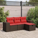 vidaXL 4-delige Loungeset met kussens poly rattan zwart