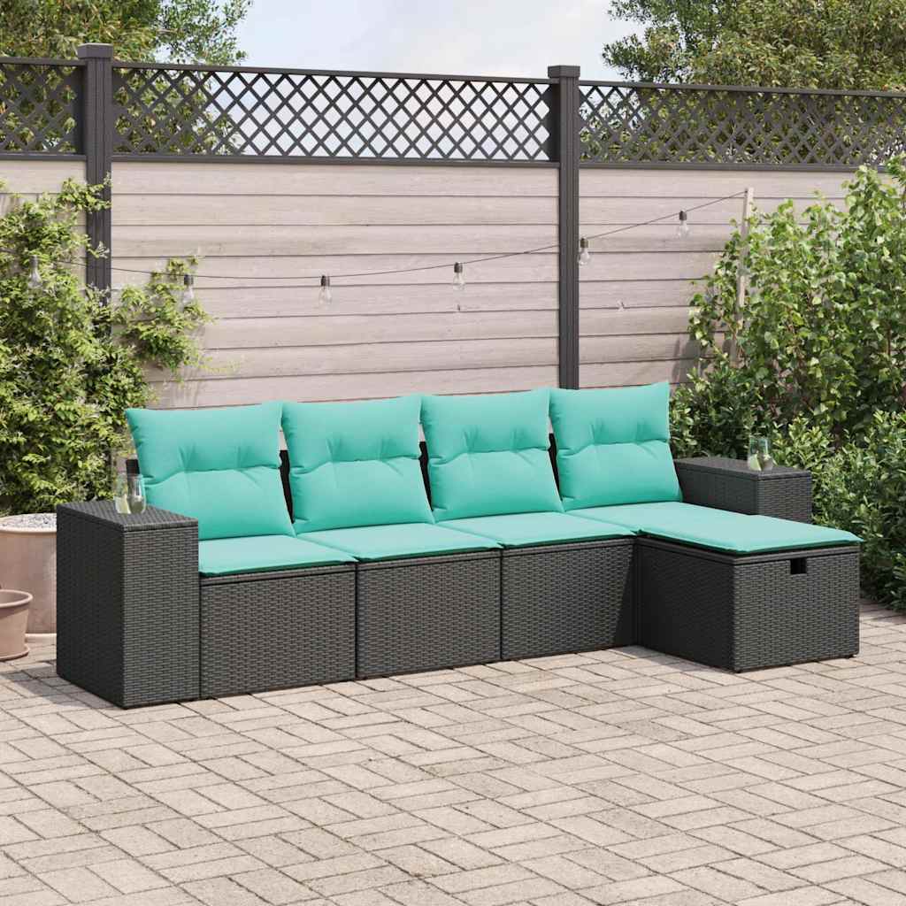 vidaXL 6-delige tuinbankset met kussens, bruin polyrotan