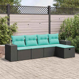 vidaXL 6-delige tuinbankset met kussens, bruin polyrotan