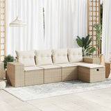 vidaXL 5-Piece Lounge Set with Cushions Poly Rattan Black