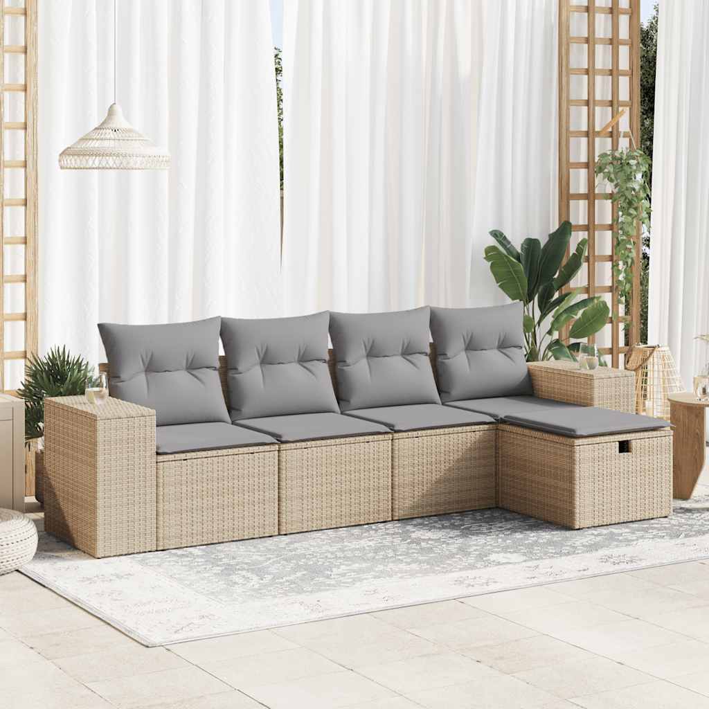 vidaXL 5-Piece Lounge Set with Cushions Poly Rattan Black