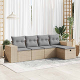 vidaXL 5-Piece Lounge Set with Cushions Poly Rattan Black