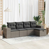 vidaXL 5-Piece Lounge Set with Cushions Poly Rattan Black
