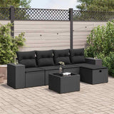 vidaXL 5-Piece Lounge Set with Cushions Poly Rattan Black