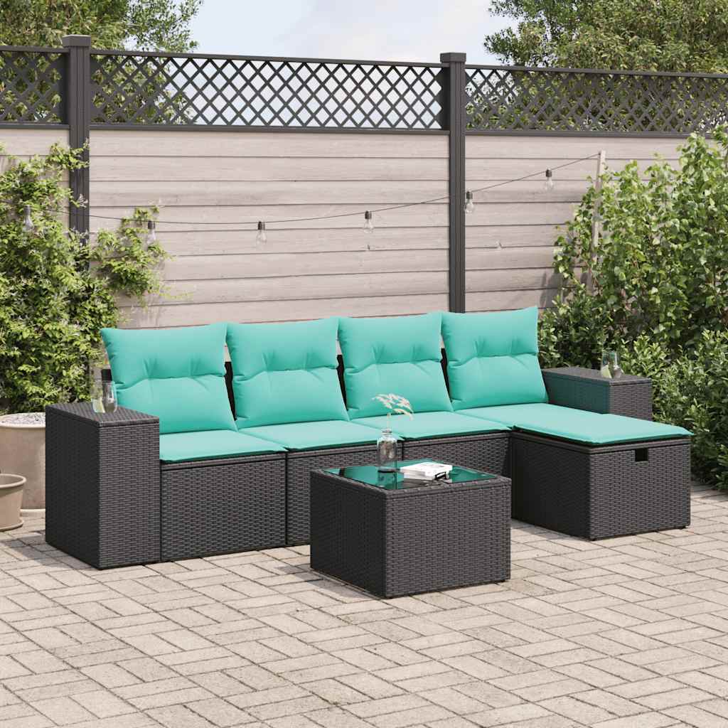 vidaXL 6-delige tuinbankset met kussens, bruin polyrotan