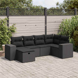 vidaXL 6-Piece Lounge Set with Cushions Poly Rattan Black