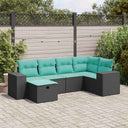vidaXL 6-delige Loungeset met kussens poly rattan zwart