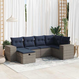 vidaXL 6-delige Loungeset met kussens poly rattan zwart
