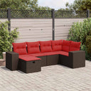 vidaXL 6-delige Loungeset met kussens poly rattan zwart