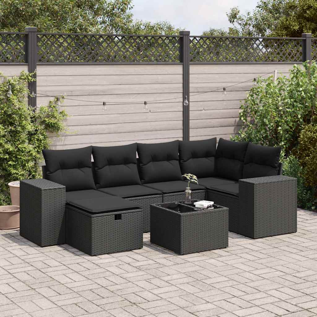 vidaXL 6-Piece Lounge Set with Cushions Poly Rattan Black