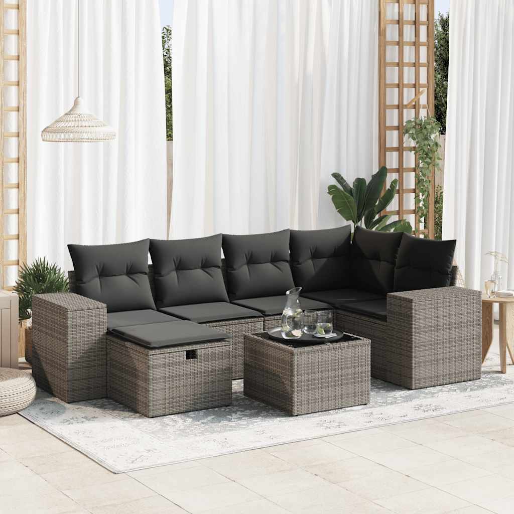 vidaXL 6-Piece Lounge Set with Cushions Poly Rattan Black