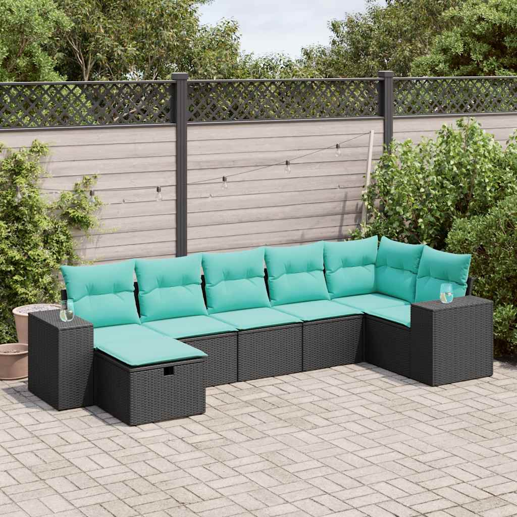 vidaXL 7-Piece Lounge Set with Cushions Poly Rattan Grey