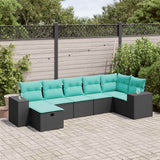 vidaXL 7-Piece Lounge Set with Cushions Poly Rattan Grey