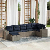 vidaXL 7-Piece Lounge Set with Cushions Poly Rattan Grey