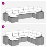vidaXL 7-Piece Lounge Set with Cushions Poly Rattan Grey