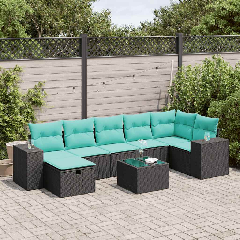 vidaXL 7-Piece Lounge Set with Cushions Poly Rattan Grey