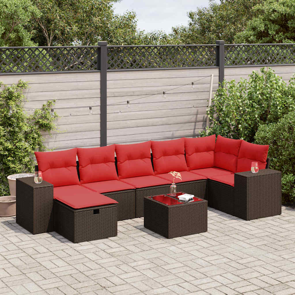 vidaXL 7-Piece Lounge Set with Cushions Poly Rattan Grey