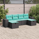 vidaXL 6-piece Lounge Set with Cushions Poly Rattan Black
