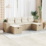 vidaXL 6-delige Loungeset met kussens poly rattan zwart