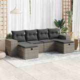 vidaXL 6-delige Loungeset met kussens poly rattan zwart