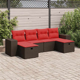 vidaXL 6-piece Lounge Set with Cushions Poly Rattan Black