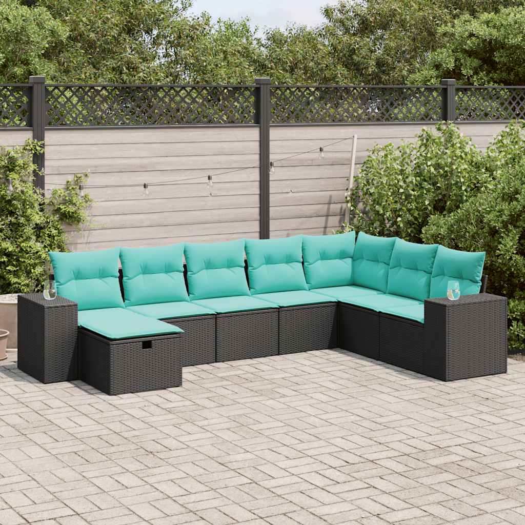 vidaXL 8-delige Loungeset met kussens poly rattan grijs