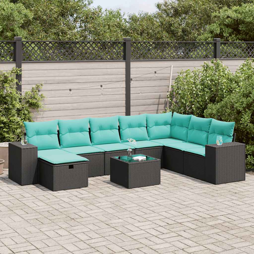vidaXL 8-delige Loungeset met kussens poly rattan grijs