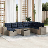 vidaXL 8-delige Loungeset met kussens poly rattan grijs