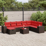 vidaXL 8-delige Loungeset met kussens poly rattan grijs