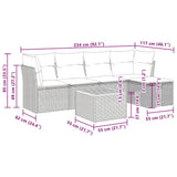 vidaXL 6-delige Loungeset met kussens poly rattan zwart
