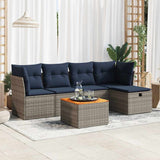 vidaXL 6-delige Loungeset met kussens poly rattan zwart