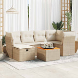 vidaXL 7-delige Loungeset met kussens poly rattan zwart