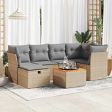 vidaXL 7-delige Loungeset met kussens poly rattan zwart