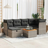 vidaXL 7-delige Loungeset met kussens poly rattan zwart