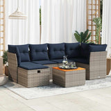 vidaXL 7-Piece Lounge Set with Cushions Poly Rattan Black