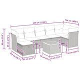 vidaXL 8-delige Loungeset met kussens poly rattan grijs