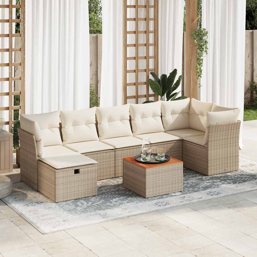 vidaXL 8-Piece Poly Rattan Lounge Set with Cushions Black