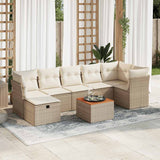 vidaXL 8-Piece Poly Rattan Lounge Set with Cushions Black