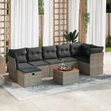 vidaXL 8-Piece Poly Rattan Lounge Set with Cushions Black
