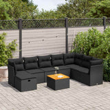 vidaXL 9-piece Garden Lounge Set with Cushions Poly Rattan Black