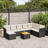 vidaXL 9-piece Garden Lounge Set with Cushions Poly Rattan Black