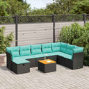 vidaXL 9-piece Lounge Set with Cushions Poly Rattan Grey