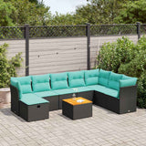 vidaXL 9-piece Lounge Set with Cushions Poly Rattan Grey