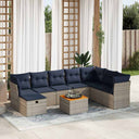vidaXL 9-piece Lounge Set with Cushions Poly Rattan Grey