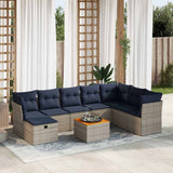vidaXL 9-piece Lounge Set with Cushions Poly Rattan Grey