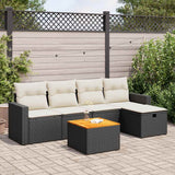 vidaXL 6-Piece Lounge Set with Cushions Poly Rattan Black