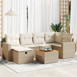 vidaXL 7-delige Loungeset met kussens poly rattan zwart