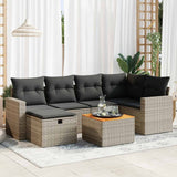 vidaXL 7-delige Loungeset met kussens poly rattan zwart