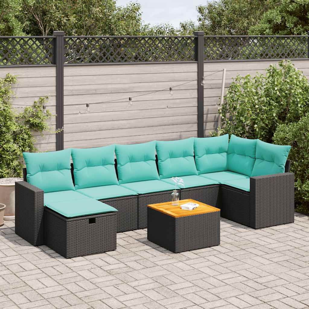 vidaXL 8-delige Loungeset met kussens poly rattan grijs
