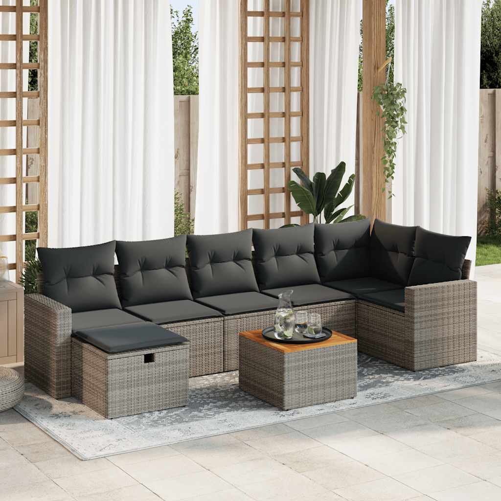 vidaXL 8-delige Loungeset met kussens poly rattan zwart